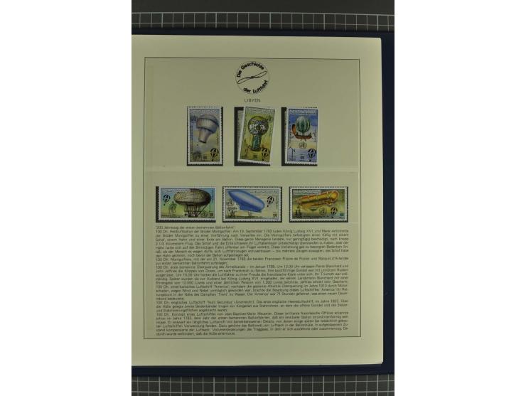 GESCHICHTE DER LUFTFAHRT: 1978/83 (ca.), 75 Jahre Motorflug, Sammlung mit über 400 Marken, 30 Blocks und 16 Belegen in 2 illu