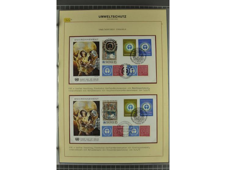 UMWELTSCHUTZ: 1930/79 (ca.), postfrische, ungebrauchte und gestempelte Sammlung mit Briefstücken und Belegen, dabei Sonderste