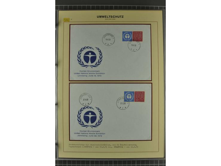 UMWELTSCHUTZ: 1930/79 (ca.), postfrische, ungebrauchte und gestempelte Sammlung mit Briefstücken und Belegen, dabei Sonderste