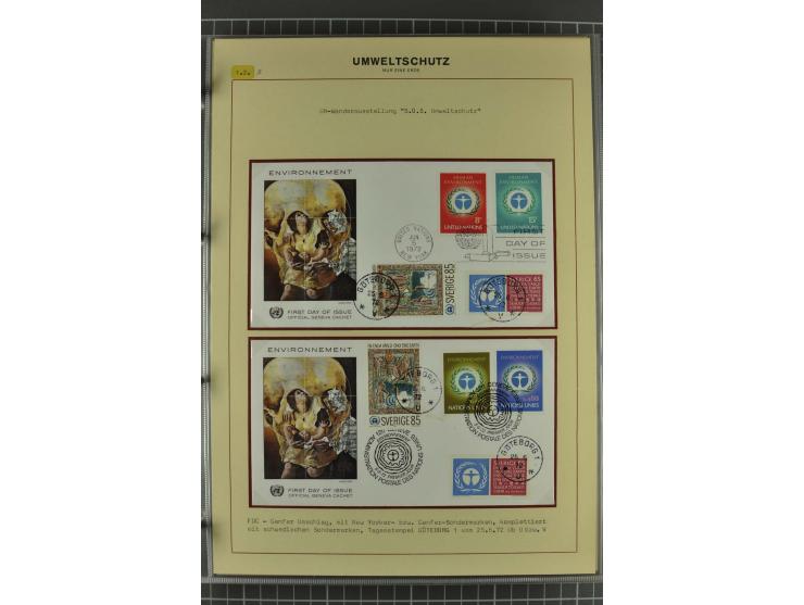 UMWELTSCHUTZ: 1930/79 (ca.), postfrische, ungebrauchte und gestempelte Sammlung mit Briefstücken und Belegen, dabei Sonderste