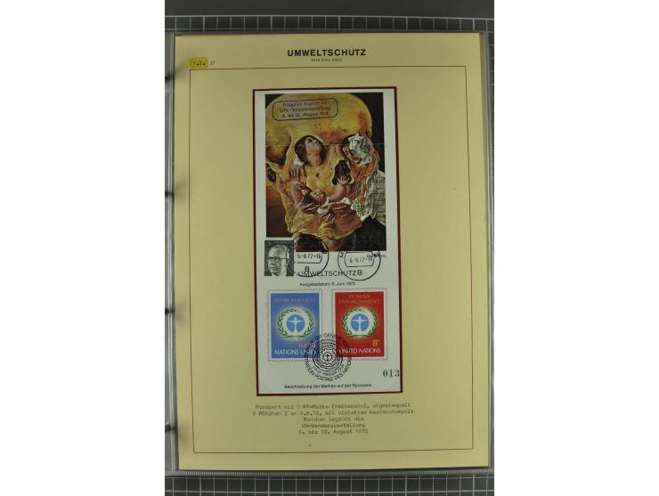 UMWELTSCHUTZ: 1930/79 (ca.), postfrische, ungebrauchte und gestempelte Sammlung mit Briefstücken und Belegen, dabei Sonderste