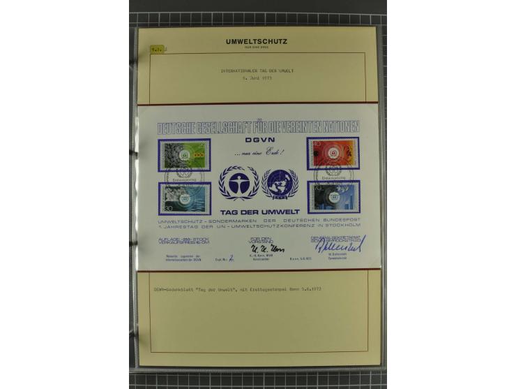 UMWELTSCHUTZ: 1930/79 (ca.), postfrische, ungebrauchte und gestempelte Sammlung mit Briefstücken und Belegen, dabei Sonderste