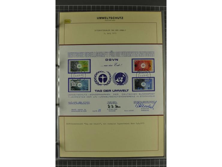 UMWELTSCHUTZ: 1930/79 (ca.), postfrische, ungebrauchte und gestempelte Sammlung mit Briefstücken und Belegen, dabei Sonderste