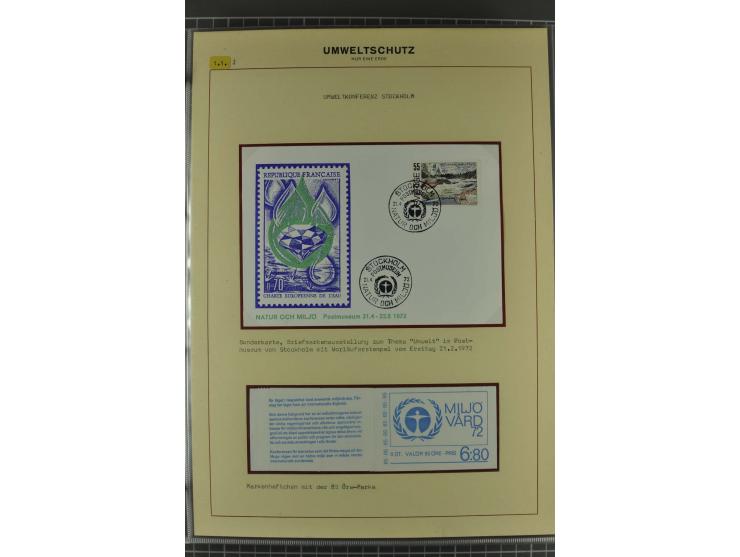 UMWELTSCHUTZ: 1930/79 (ca.), postfrische, ungebrauchte und gestempelte Sammlung mit Briefstücken und Belegen, dabei Sonderste