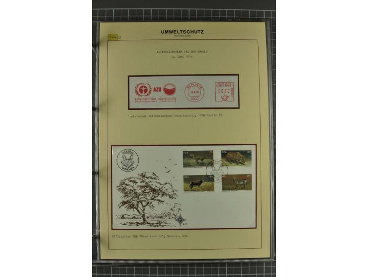 UMWELTSCHUTZ: 1930/79 (ca.), postfrische, ungebrauchte und gestempelte Sammlung mit Briefstücken und Belegen, dabei Sonderste