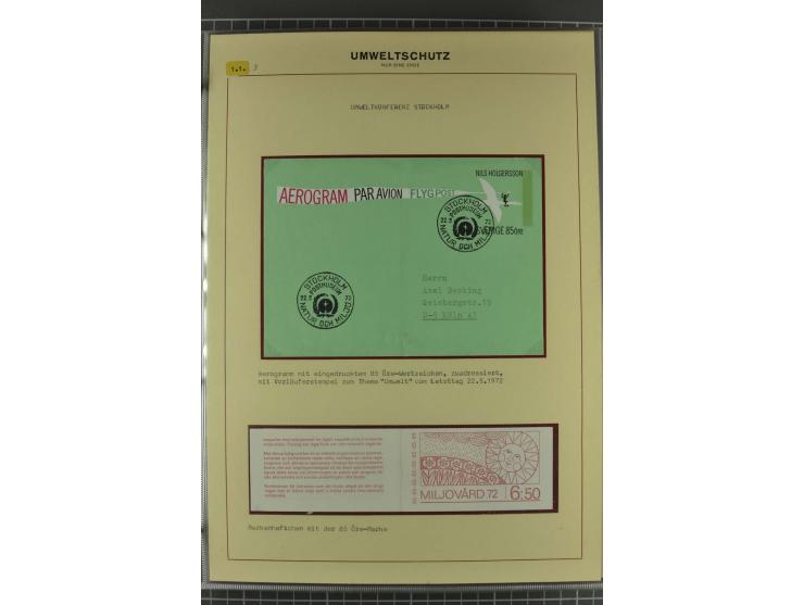 UMWELTSCHUTZ: 1930/79 (ca.), postfrische, ungebrauchte und gestempelte Sammlung mit Briefstücken und Belegen, dabei Sonderste