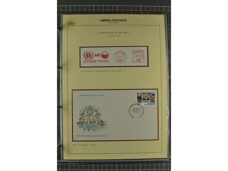 UMWELTSCHUTZ: 1930/79 (ca.), postfrische, ungebrauchte und gestempelte Sammlung mit Briefstücken und Belegen, dabei Sonderste