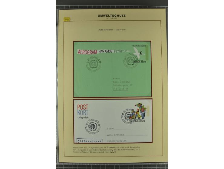 UMWELTSCHUTZ: 1930/79 (ca.), postfrische, ungebrauchte und gestempelte Sammlung mit Briefstücken und Belegen, dabei Sonderste