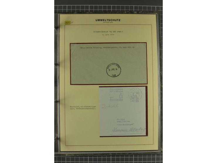 UMWELTSCHUTZ: 1930/79 (ca.), postfrische, ungebrauchte und gestempelte Sammlung mit Briefstücken und Belegen, dabei Sonderste