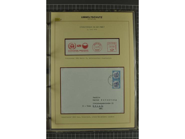 UMWELTSCHUTZ: 1930/79 (ca.), postfrische, ungebrauchte und gestempelte Sammlung mit Briefstücken und Belegen, dabei Sonderste