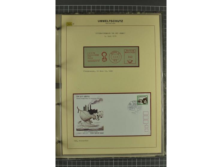 UMWELTSCHUTZ: 1930/79 (ca.), postfrische, ungebrauchte und gestempelte Sammlung mit Briefstücken und Belegen, dabei Sonderste