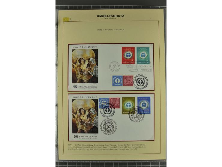 UMWELTSCHUTZ: 1930/79 (ca.), postfrische, ungebrauchte und gestempelte Sammlung mit Briefstücken und Belegen, dabei Sonderste