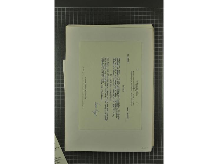 1857/74, spezialisierte aufgezogene Sammlung, beginnend mit 3 Postscheinen und diversen Probedrucken; der Markenteil mit unge
