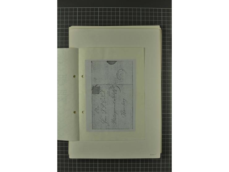 1857/74, spezialisierte aufgezogene Sammlung, beginnend mit 3 Postscheinen und diversen Probedrucken; der Markenteil mit unge