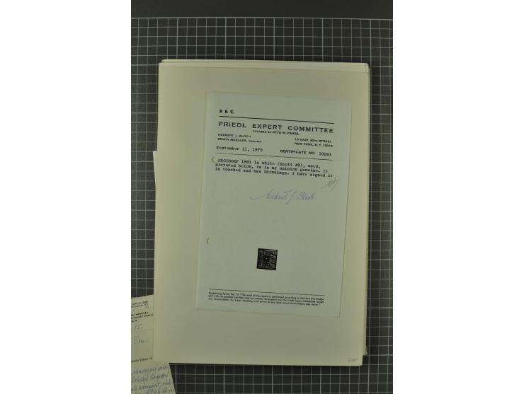 1857/74, spezialisierte aufgezogene Sammlung, beginnend mit 3 Postscheinen und diversen Probedrucken; der Markenteil mit unge
