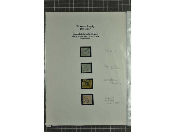 1852/65, Sammlung Vorphilatelistischer Ortsstempel auf losen Marken, Briefstücken, Briefen und Ganzsachen, vielfach auf der e