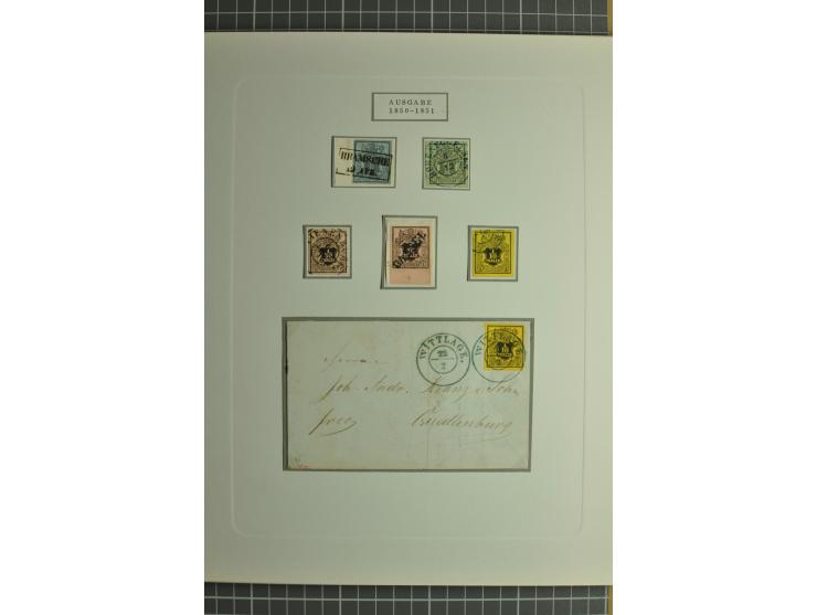 1850/64, gestempelte Sammlung mit diversen Kabinett- und Luxusstücken, Randstücken, Bogenecken etc., dabei 21 frankierte Brie