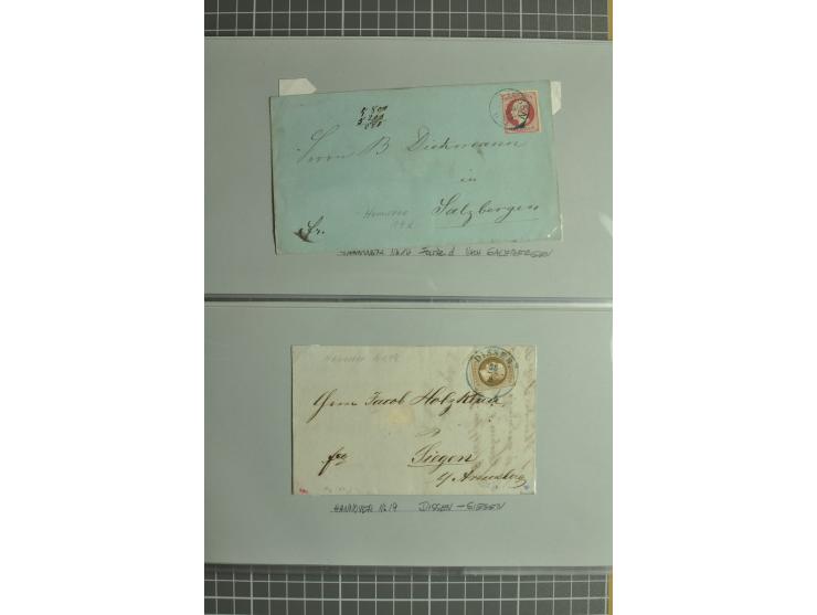 1850/64, gestempelte Sammlung mit diversen Kabinett- und Luxusstücken, Randstücken, Bogenecken etc., dabei 21 frankierte Brie