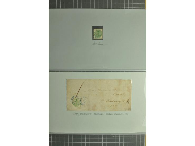 1850/64, gestempelte Sammlung mit diversen Kabinett- und Luxusstücken, Randstücken, Bogenecken etc., dabei 21 frankierte Brie