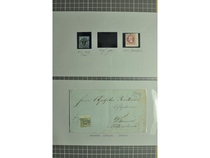 1850/64, gestempelte Sammlung mit diversen Kabinett- und Luxusstücken, Randstücken, Bogenecken etc., dabei 21 frankierte Brie