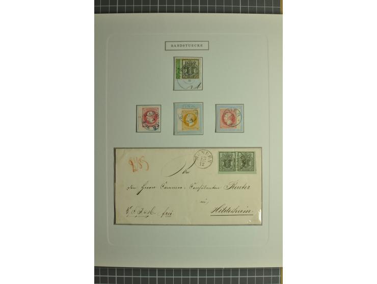 1850/64, gestempelte Sammlung mit diversen Kabinett- und Luxusstücken, Randstücken, Bogenecken etc., dabei 21 frankierte Brie