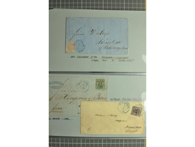 1850/64, gestempelte Sammlung mit diversen Kabinett- und Luxusstücken, Randstücken, Bogenecken etc., dabei 21 frankierte Brie