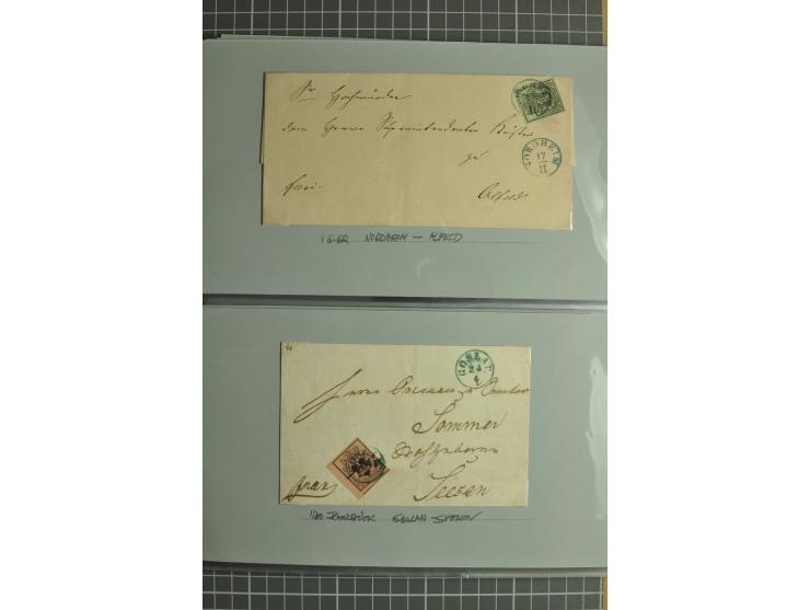 1850/64, gestempelte Sammlung mit diversen Kabinett- und Luxusstücken, Randstücken, Bogenecken etc., dabei 21 frankierte Brie