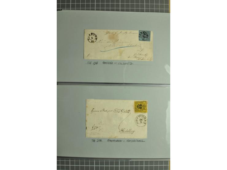 1850/64, gestempelte Sammlung mit diversen Kabinett- und Luxusstücken, Randstücken, Bogenecken etc., dabei 21 frankierte Brie