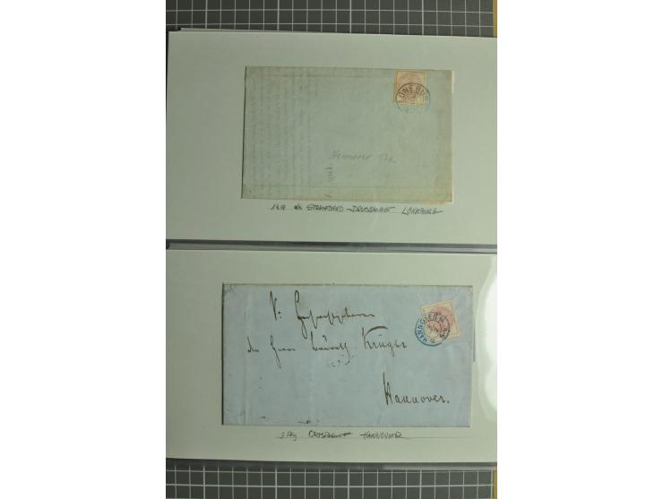 1850/64, gestempelte Sammlung mit diversen Kabinett- und Luxusstücken, Randstücken, Bogenecken etc., dabei 21 frankierte Brie
