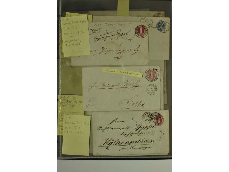 1861/65, große Ganzsachensammlung mit ca. 320 Umschlägen, ungebraucht und gestempelt mit einigen guten Umschlägen u.a. SU1 un