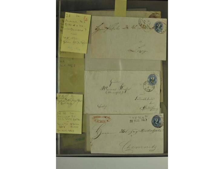 1861/65, große Ganzsachensammlung mit ca. 320 Umschlägen, ungebraucht und gestempelt mit einigen guten Umschlägen u.a. SU1 un