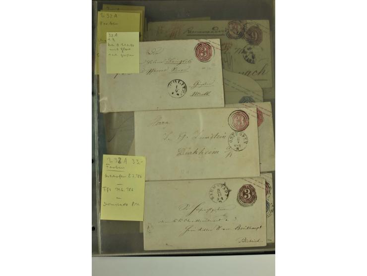 1861/65, große Ganzsachensammlung mit ca. 320 Umschlägen, ungebraucht und gestempelt mit einigen guten Umschlägen u.a. SU1 un