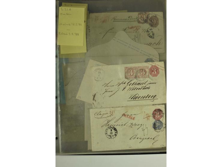 1861/65, große Ganzsachensammlung mit ca. 320 Umschlägen, ungebraucht und gestempelt mit einigen guten Umschlägen u.a. SU1 un