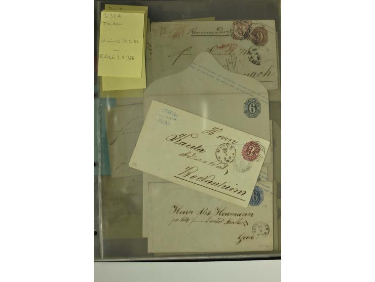 1861/65, große Ganzsachensammlung mit ca. 320 Umschlägen, ungebraucht und gestempelt mit einigen guten Umschlägen u.a. SU1 un
