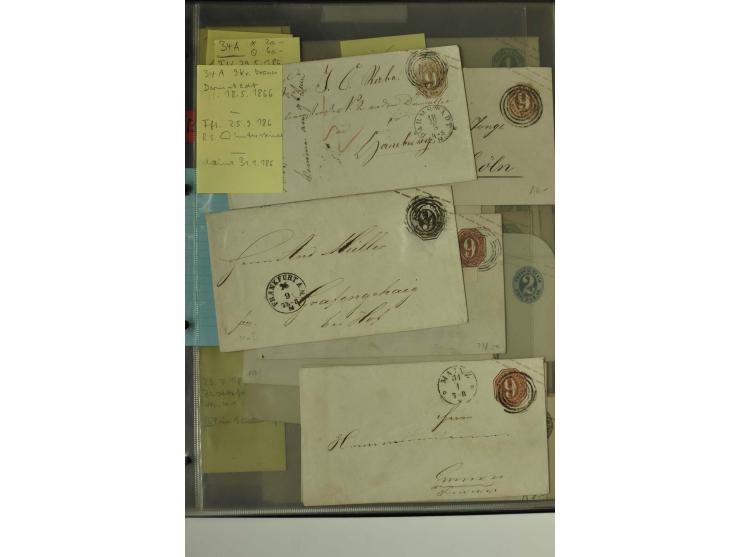 1861/65, große Ganzsachensammlung mit ca. 320 Umschlägen, ungebraucht und gestempelt mit einigen guten Umschlägen u.a. SU1 un