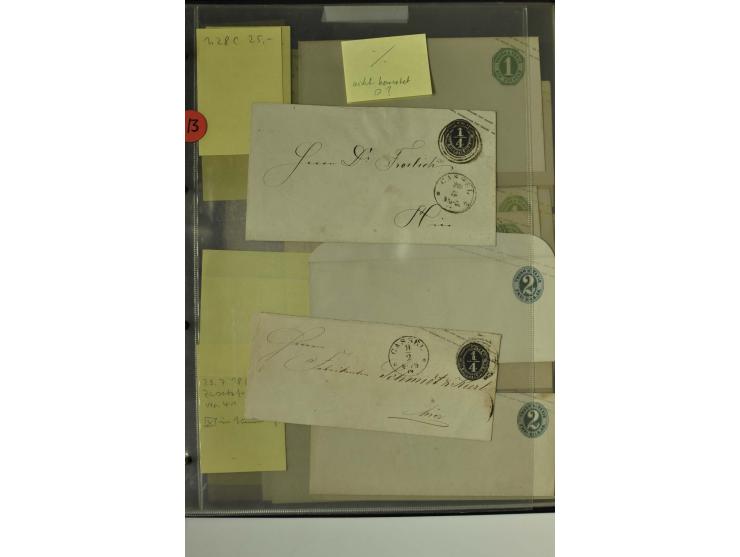 1861/65, große Ganzsachensammlung mit ca. 320 Umschlägen, ungebraucht und gestempelt mit einigen guten Umschlägen u.a. SU1 un