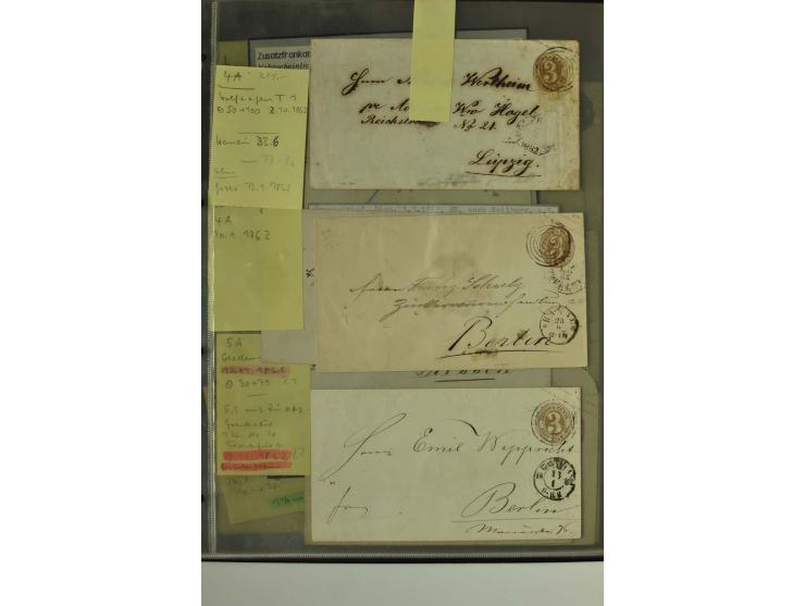 1861/65, große Ganzsachensammlung mit ca. 320 Umschlägen, ungebraucht und gestempelt mit einigen guten Umschlägen u.a. SU1 un