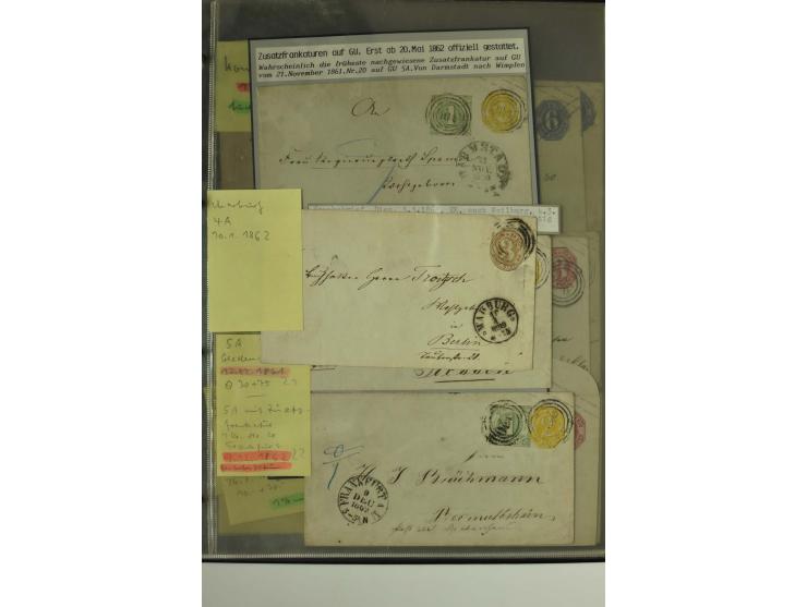 1861/65, große Ganzsachensammlung mit ca. 320 Umschlägen, ungebraucht und gestempelt mit einigen guten Umschlägen u.a. SU1 un