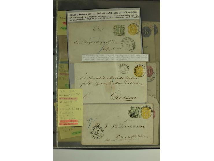 1861/65, große Ganzsachensammlung mit ca. 320 Umschlägen, ungebraucht und gestempelt mit einigen guten Umschlägen u.a. SU1 un