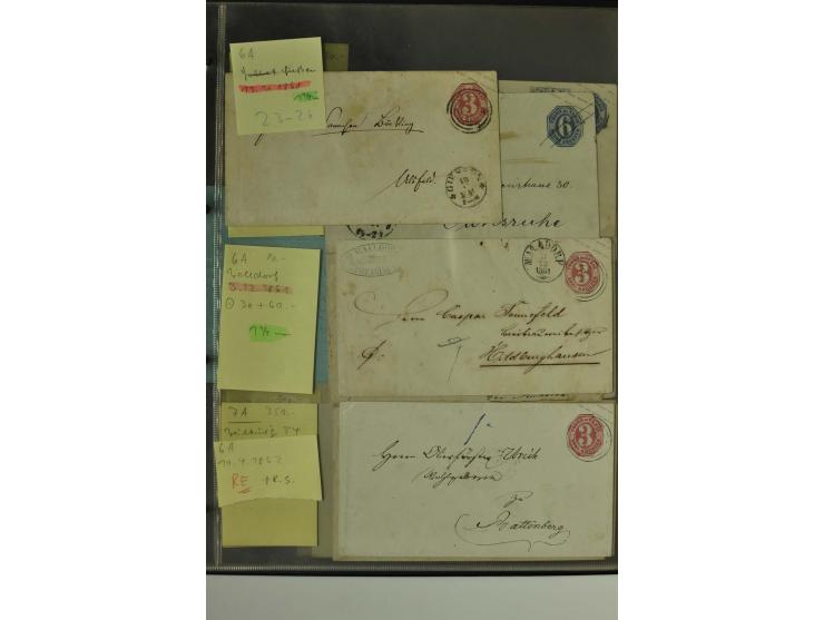 1861/65, große Ganzsachensammlung mit ca. 320 Umschlägen, ungebraucht und gestempelt mit einigen guten Umschlägen u.a. SU1 un