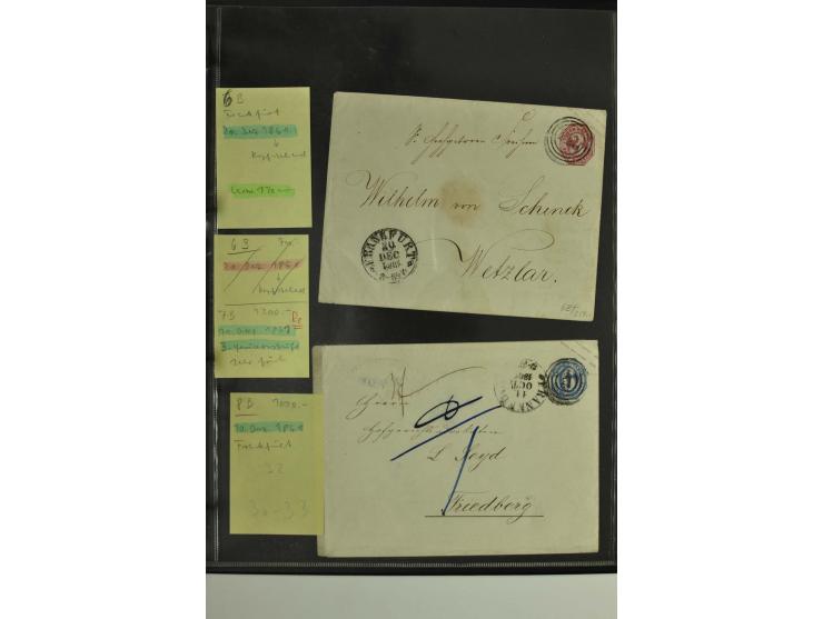 1861/65, große Ganzsachensammlung mit ca. 320 Umschlägen, ungebraucht und gestempelt mit einigen guten Umschlägen u.a. SU1 un