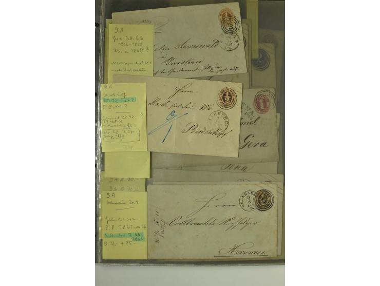 1861/65, große Ganzsachensammlung mit ca. 320 Umschlägen, ungebraucht und gestempelt mit einigen guten Umschlägen u.a. SU1 un