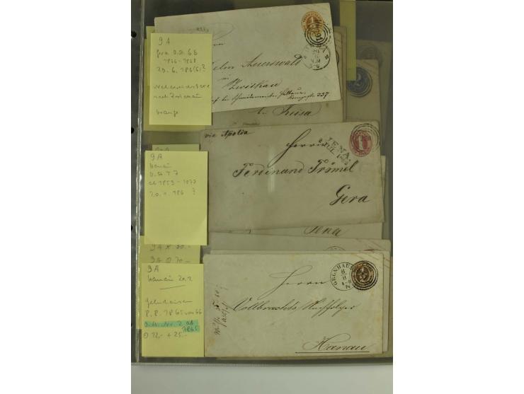 1861/65, große Ganzsachensammlung mit ca. 320 Umschlägen, ungebraucht und gestempelt mit einigen guten Umschlägen u.a. SU1 un
