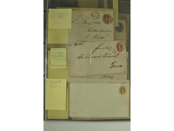 1861/65, große Ganzsachensammlung mit ca. 320 Umschlägen, ungebraucht und gestempelt mit einigen guten Umschlägen u.a. SU1 un