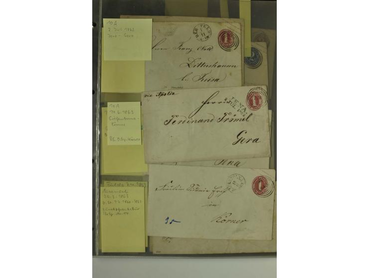 1861/65, große Ganzsachensammlung mit ca. 320 Umschlägen, ungebraucht und gestempelt mit einigen guten Umschlägen u.a. SU1 un