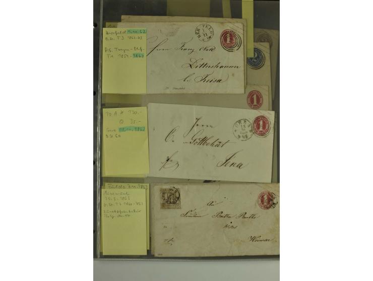 1861/65, große Ganzsachensammlung mit ca. 320 Umschlägen, ungebraucht und gestempelt mit einigen guten Umschlägen u.a. SU1 un