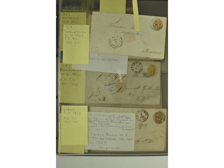 1861/65, große Ganzsachensammlung mit ca. 320 Umschlägen, ungebraucht und gestempelt mit einigen guten Umschlägen u.a. SU1 un
