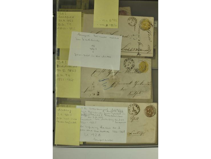 1861/65, große Ganzsachensammlung mit ca. 320 Umschlägen, ungebraucht und gestempelt mit einigen guten Umschlägen u.a. SU1 un