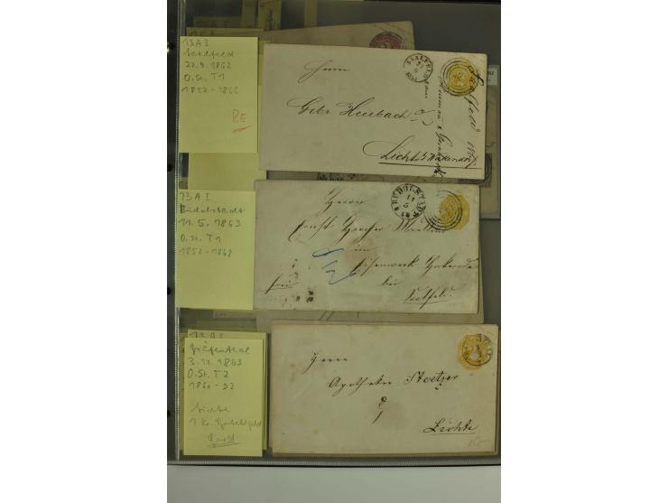 1861/65, große Ganzsachensammlung mit ca. 320 Umschlägen, ungebraucht und gestempelt mit einigen guten Umschlägen u.a. SU1 un