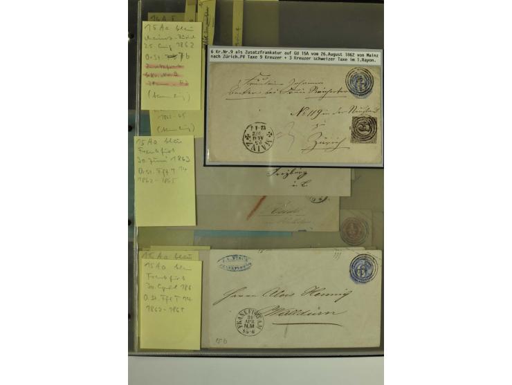 1861/65, große Ganzsachensammlung mit ca. 320 Umschlägen, ungebraucht und gestempelt mit einigen guten Umschlägen u.a. SU1 un